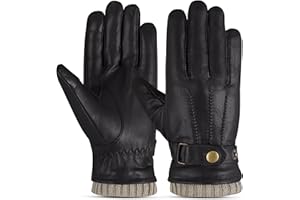 The AMA LOOK Men’s Genuine Winter Leather Gloves, Winter Warm Fleece Lined Leather Driving Gloves, Touch Screen Casual Outdoor Gloves