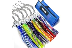 YOTO Lot de 6 leurres de pêche à la traîne en Eau salée - 16,5 cm - Kit de leurres de pêche en mer Profonde - Thon, Marlin, Wahoo, Requin, Mahi