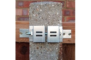 Postfix® 4" x 4" SLOTTED CONCRETE FENCE POST Brackets COMPLETE with Integral Security Clips (PAIR)