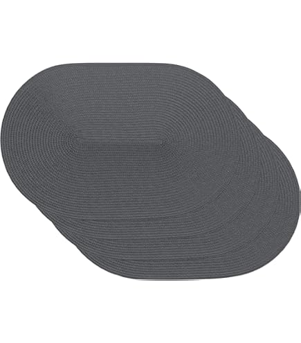 Fanquare Set De 4 Sets De Table En Silicone, Sets De Table Ovales Noirs