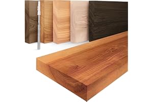 LAMO Manufaktur Étagère Murale en Bois Massif, Bord régulier Droit, étagère Flottante Montage Invisible Foncé 50cm, LWG-01-A-004-50W