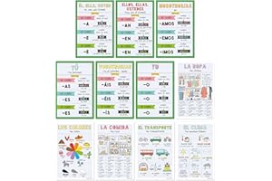QUARTERHOUSE 11 carteles de vocabulario español y verbos principiantes 30,5 x 45,7 cm