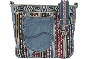 Sunsa Damska torba na ramię torebka Canvas & Jeans. Duża torba na ramię w stylu boho Crossbody / torba na ramię, pomysły na prezent dla kobiet/dziewcząt, zrównoważone produkty