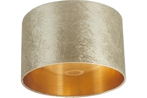 STELLA & MAG CREATIVE Abat-jour rond en velours fait main – Doublure dorée –30 cm – Pour lampe sur pied, lampe à poser, suspension, chevet – Pale Vert – Style élégant pour salon ou chambre