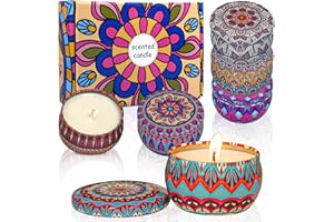 OSHINE Świece zapachowe Zestaw upominkowy do aromaterapii: 6 lawendy, szałwii, wanilii, cytryny, róży, rozmarynu 100% naturalny wosk sojowy świeca do podróży puszka zapachowa relaksujący stres zapach dom