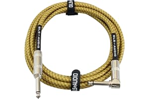 GLS Audio Kabel Klinkenkabel 6,3 mm - 3 m langes Gitarrenkabel für e-Gitarre, Bass - Universal Instrumentenkabel für Verstärker, Lautsprecher, Keyboard etc. - Gerade Klinke auf Klinke abgewinkelt