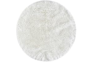 ‎ANDIAMO andiamo Kunstfell 4er Set Sitzkissen Alpa gemütliche Sitzunterlage 35mm Florhöhe weich und flauschiges Dekofell weiß 34 cm rund