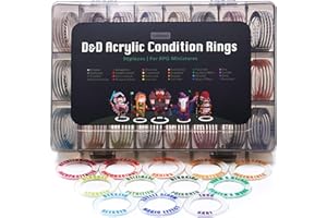 Tidyboss DND Miniatures Lot de 96 marqueurs d'effets en acrylique dans 24 conditions et couleurs pour jeu de donjons et dragons Accessoires pour jeux de RPG sur table avec boîte de rangement