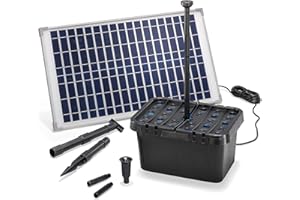 Kit complet de filtre solaire professionnel pour bassin Esotec 100902, débit : 875 l/h, avec panneau 25 W - Jeu d'eau décoratif et pompe les bassins jardin allant jusqu'à 3000 l