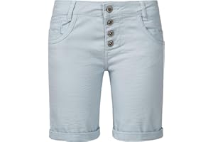 Sublevel Damen Denim Bermuda Chino Stretch Shorts mit Aufschlag Bequeme Kurze Hose im Used Look