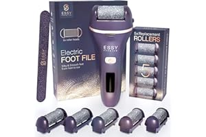 Essy Lima Eléctrica Quita Durezas para Pies Exfoliante Callos Pedicura Lima Recargable Profesional Pulidor de Callos Cuidado Talon con 5 Rodillos de Recambio (Purple (En Pack))