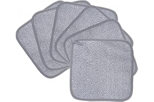 Polyte Premium Hypoallergenic Chemical Free Microfibre Makeup Remover and Facial Cleansing Cloth 6 Pack (20x20 cm, Gray)