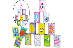 JOYIN 13 Pcs Chamboule Tout, Jeux Exterieur Enfant, Jeu de Lancer avec 3 Sacs de Fèves, Jeu de Massacre, pour Les Enfants Toss Game Extérieur Intérieur de fête