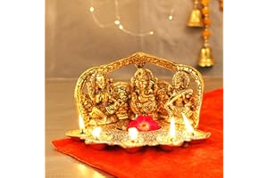 TIED RIBBONS Ganesh Lakshmi Saraswati Idol Hindu God Statue Metal Figurines Ganesh Statue for Housewarming, Pooja, Mandir, Ganesh Chaturthi | Diwali Decorations for House