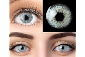 ‎GLAMLENS GLAMLENS Keira Blue Blau + Behälter - Sehr stark deckende natürliche blaue Kontaktlinsen farbig - farbige Monatslinsen aus Silikon Hydrogel - 1 Paar (2 Stück) - DIA 14.20 - Ohne Stärke