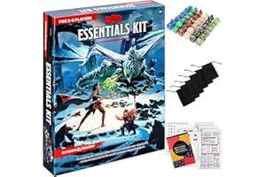 CRAFTYCROCODILE Donjons et Dragons Boîte d’initiation, kit de démarrage jeu de société DND 5e édition pour débutant avec 6 jeux de dés, sacs en flanelle, figurines, héros, écran maître, contenu imprimable