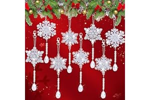 ‎YMIFEEY 8 Stück Diamond Painting Weihnachten Anhänger Schneeflocken, Diamond Painting Schlüsselanhänger Beidseitig, DIY 5D Diamantpainting Geschenkanhänger Weihnachtsbaumanhänger für Erwachsene Unisex (8)