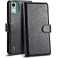 Case Collection for Nokia C12 Phone Case - Premium Leather Folio Flip Cover | RFID-Technology | Kickstand | Money and Card Holder Wallet | Compatible with Nokia C12 Case Black