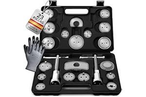TRESKO® Reposicionador de pistones de Freno 23 Piezas Incl. Guantes para reposicionar el pistón de Freno al Cambiar los Discos, Las Zapatas o Las Pastillas de Freno