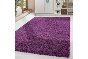 ‎HOMEBYHOME HomebyHome Shaggy Teppich Läufer Flur 100 x 200 cm - Shaggy Teppich Hochflor Violett Extra Weich und Flauschig - Bettvorleger Teppiche für Schlafzimmer - Waschbarer Küchenläufer - Carpet, Halı, Kilim