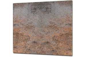 CONCEPT CRYSTAL ORIGINALE tagliere in VETRO temperato – Copri-piano cottura a induzione –Tagliere pezzo UNICO (60x52 cm) o DUE pezzi (30x52 cm ognuno); D24 Serie texture arrugginite