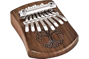 Sonic Energy Solid Body Kalimba – 8 note in C Major – Per Meditazione, Yoga e Percussioni – Legno di Noce Scuro, Tree of Life Relief (KL801TOL)