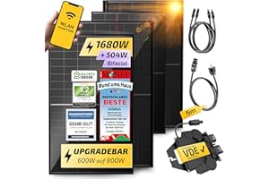 Solakon 1680W Balkonkraftwerk 1600W komplett Steckdose - Balkonkraftwerk 1000 Watt upgradebarer Wechselrichter 600W - Solaranlage Komplettset mit 4x420W Solarpanel/Solar Panels mit 5m Kabel