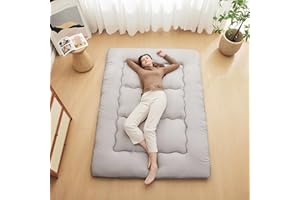 Dorifine Futon Matratze, Japanische Bodenmatratze, Tatami Matte Roll-Up, Bodenbett, Extra Dicke Faltbare matratze, Kann als Futon Sofa, Guest Mattress, rutschfest(Klappmatratze 150x200, Grau)