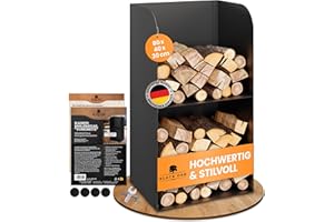 BLACK OAK Kaminholzregal YOSEMITE 80x40x30cm schwarz - für innen und außen bis 200kg Holz - Metall Stahl Ständer mit geschlossener Rückwand & Seiten pulverbeschichtet rostfrei Brennholzregal Holzregal