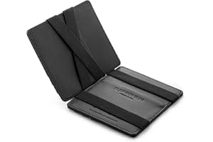 Jaimie Jacobs - Portafoglio Magico, Magic Wallet Flap Boy Slim - Protezione RFID, Uomo, Porta Carte di Credito e Tessere, Vera Pelle (Nero)