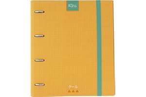 Grafoplás 88102160－Carpeta 4 anillas troqueladas A4 Kuru, color amarillo, tacto extra suave. Inlcuye sobre transparente, 4 separadores y 100 hojas de 90g
