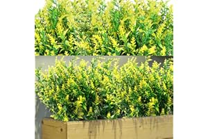 WILLBOND 12 Pacchi di Cespugli di Lavanda Artificiale Fiori Artificiali per Esterno Lavanda Artificiale Verde Piante Resistenti ai Raggi UV per Composizioni Floreali, Centrotavola (Giallo)
