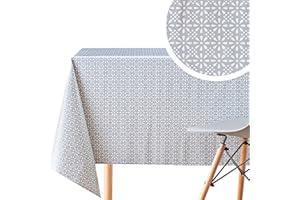 KP HOME Tovaglia Plastificata Rettangolare 200 x 140 cm Disegno Classica Floreale Cuciture Cerata PVC Colore Grigia Moderne Cucina Tavolo Cerata Plastica Vinilica Spessa Facile da Pulire