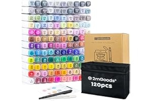‎2MGOODS 2mGoods 120 farben Filzstifte mit Doppelspitze, Alkoholmarker Set, Twin Marker, Copic Marker für Erwachsene, color pens, schnelltrocknend, geruchsarm, lichtbeständig, ideal für Illustration, Comic