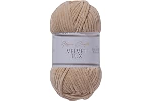 ‎UTOPIA CRAFTS Utopia Crafts Velvet Lux Chenille-Garn, superweich, grob, zum Stricken und Häkeln, 100 g – 110 m, Pastellbraun