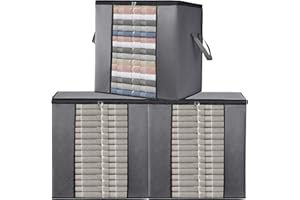 ALPOONS® - Aufbewahrungstasche (90 L H 3 er) aus 150 GSM atmungsaktiver Vliesstoff extra dick für die Aufbewahrung Kleidung. Aufbewahrungstasche für Bettdecken, die für Ordnung sorgt im Kleiderchaos.