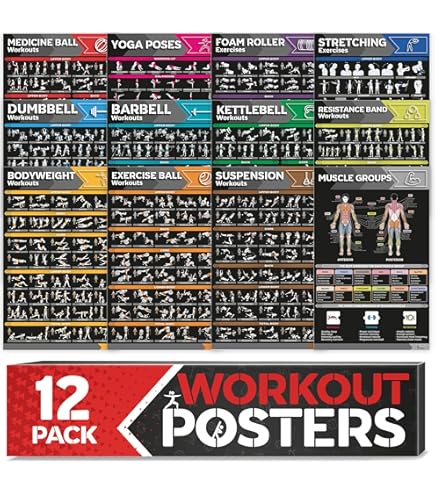 3 Poster Per Allenamento Con Cavi E A Corpo Libero, Volume 1 E 2 + Tabella Esercizi, Laminati 45,7x61 Cm