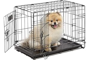 MidWest Homes for Pets Nowo ulepszona podwójna skrzynia dla psa iCrate o długości 58,42 cm, zawiera szczelną patelnię, nóżki chroniące podłogę, panel działowy i nowe opatentowane funkcje, czarna,