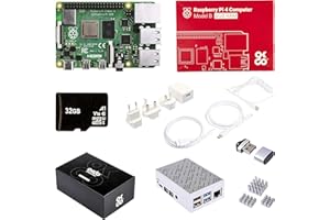 OKdo Raspberry Pi 4 Starter Kit - RPI 4 Modèle B 4 Go avec Micro SD 32 Go, Câble USB C, Alimentation, 2 Câbles HDMI, 3 Capteurs Thermiques et Boîtier avec Ventilateur
