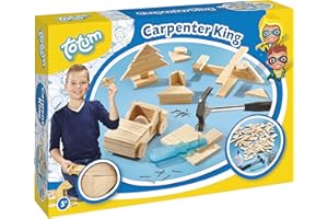 TOTUM Młotek Carpenter King - zestaw ciesielski z drewnianymi elementami, gwoździami i drewnianym młotkiem