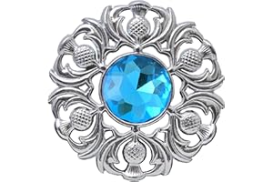 KILT MANIA Elegant Scottish Kilt Fly Plaid Brooch - Premium Thistle Design with Sparkling stone, Handcrafted Tartan Sash Pin, Luxurious Highland Dress Accessory for Women's