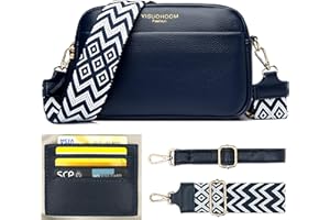 YISUOHOOM Crossbody Bag Damen Breiter Gurt 5CM Kleine Handtasche Umhängetasche Bags for Women Blau Mit Kreditkartenfach und 2 Arten von Schultergurten