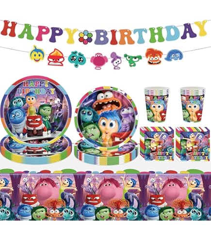 Kit Festa Inside Out Per Bambini - 12 Braccialetti, 12 Portachiavi, 50 Adesivi, 12 Occhiali - Foto 6