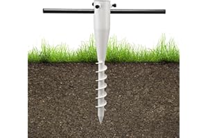 Starbover Strandschirm Bodenanker, Schwerlast-Spiralfuß für Bodenmarkisen, 43 cm rostbeständiger Metall-Standfuß für Garten, Strand & Rasen, Terrassen, Flaggen & Dekostangen (Weiß)