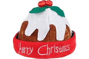 REDSTAR FANCY DRESS Novelty Christmas Pudding Hat with Holly Berries - Novelty Christmas Hats for Adults and Kids - Xmas Pudding Beanie for Xmas Party Props - Fun Festive Headwear for Adults and Teens