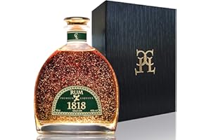 CL CONDE LUMAR Coffret rhum vieux XO 1818 – Édition premium liqueur feuille d’or 23 carats – Haut de gamme artisanal – République dominicaine – Idée cadeau élégante – Avec certificat d’or – 40% vol. – 70 cl