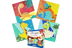 KOKOBOX Kit Mosaico Bambini Mosaico Adesivo Bambini Gioco Bambina Bambino 3 4 5 Anni 4 Modelli Di Mosaico Con Animali Giocattoli Bambini Creatività E L'abilità Motoria Regalo Bambina Bambino - Dinosauro