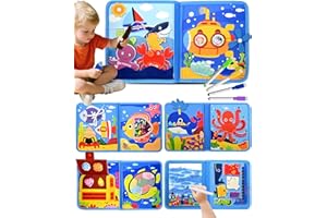 Meafeng Busy Board Libro Montessori Interattivo 1 Anno, Quiet Book sensoriale educativo, Giochi Montessori 1 2 3 4 Anni, Pannello di Feltro attività, Valigetta Montessori Bambini (Oceano)