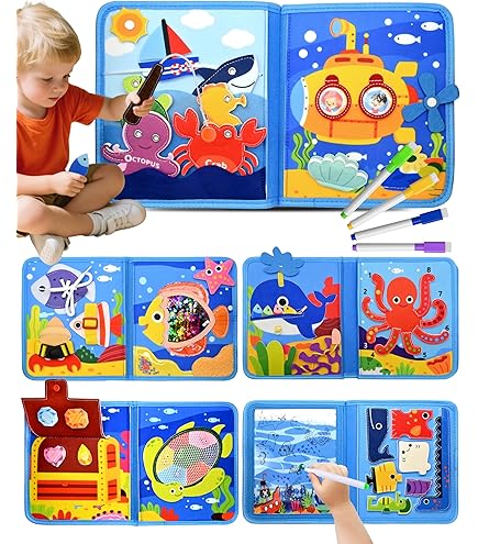 Busy Board Montessori Speelgoed Vanaf 1 Jaar, Quiet Book Baby Motoriekspeelgoed Zachte Stof Vanaf 1 2 3 Jaar Vroeg Leren Levensvaardigheden Voor 12 18 Maanden Cadeau Voor Jongens En Meisjes 2