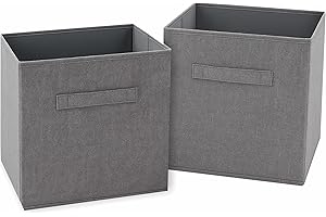 Clay Roberts Storage Cubes, Storage Boxes, Pack of 2, Grey, Fabric Basket Set for Storage Units, 25cm x 25cm x 25cm, Grey Baskets, Boxes, Box, Unit Cubes